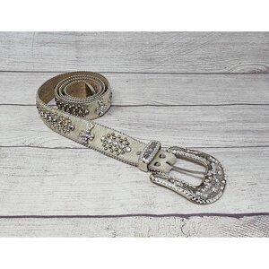 Y2K b.b Simon Swarovski crystal and‎ metal stud leather western belt